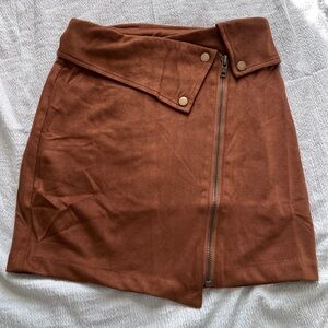 Lush Tan Mini Skirt with Zipper Detail